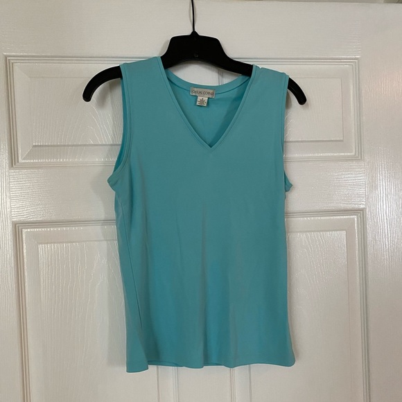 Vintage Casual Corner Collectibles Aqua Blue Sleeveless Top - Picture 1 of 5